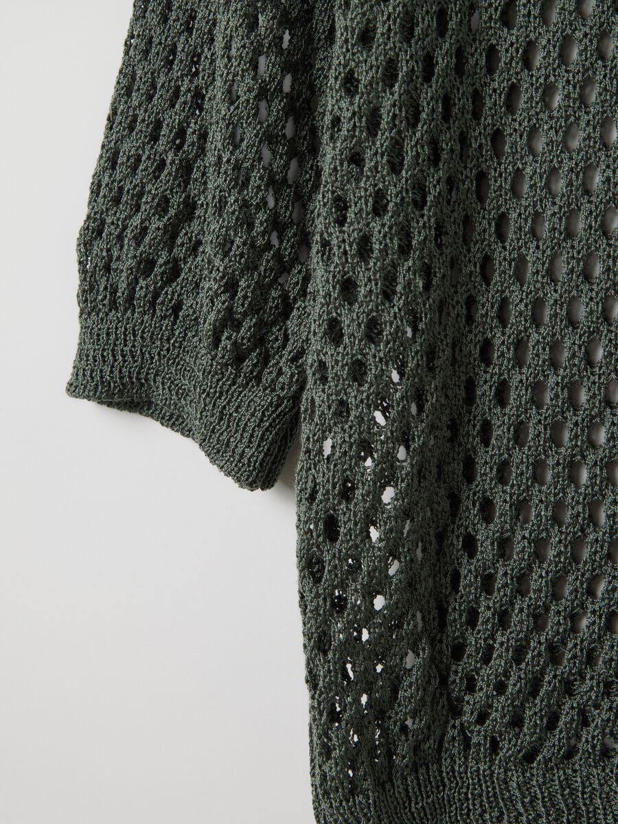Green perforated jumper in acrylic and polyamide blend_5