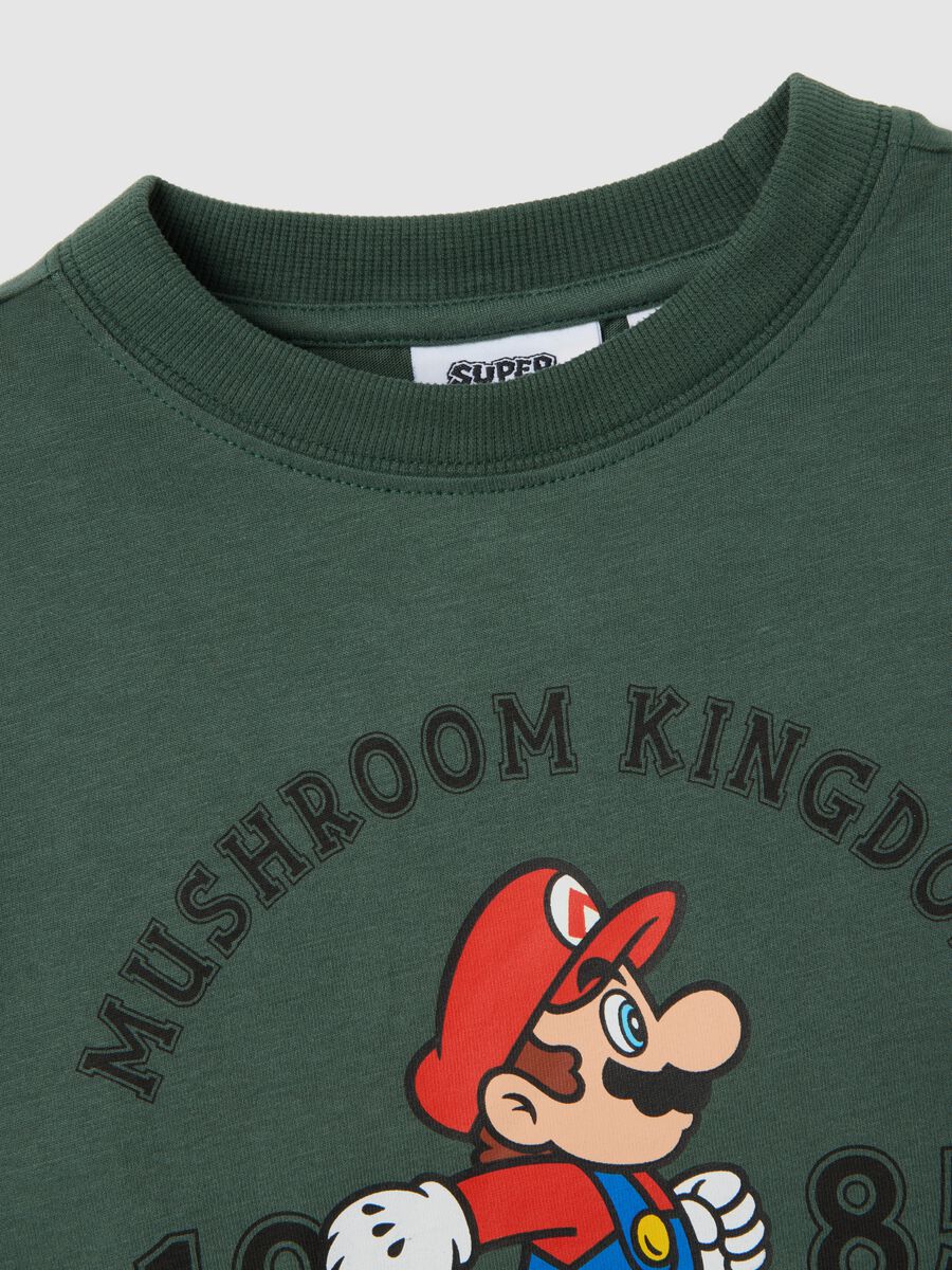 Maglietta verde da bambino in puro cotone regular fit con stampa_3