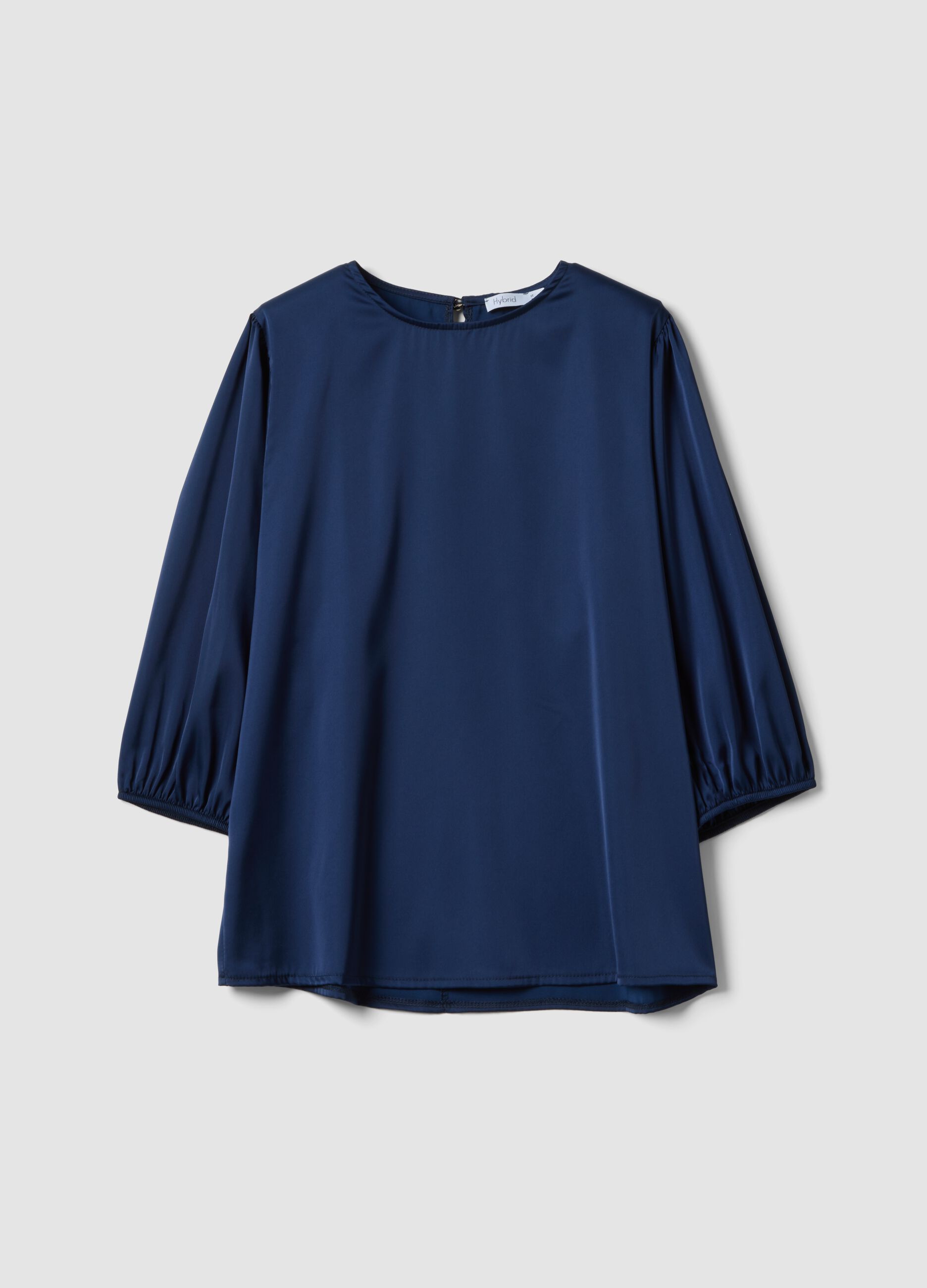 Blue top with wide sleeves, regular fit