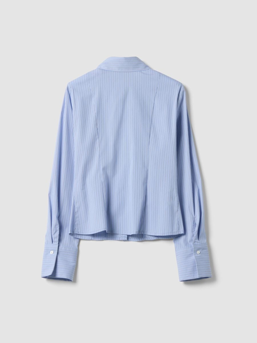 Blue striped slim-fit stretch cotton shirt_2