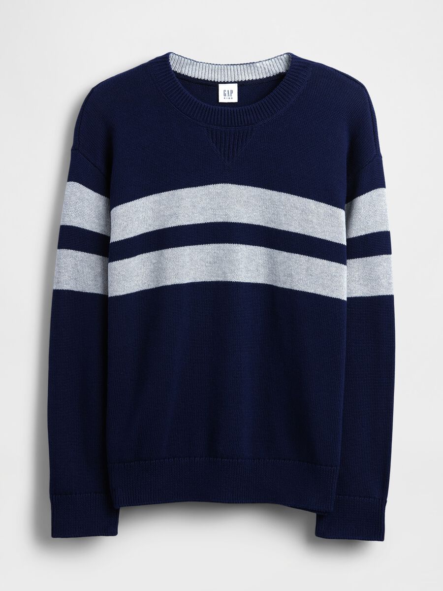 Maglione blu con righe in cotone_3