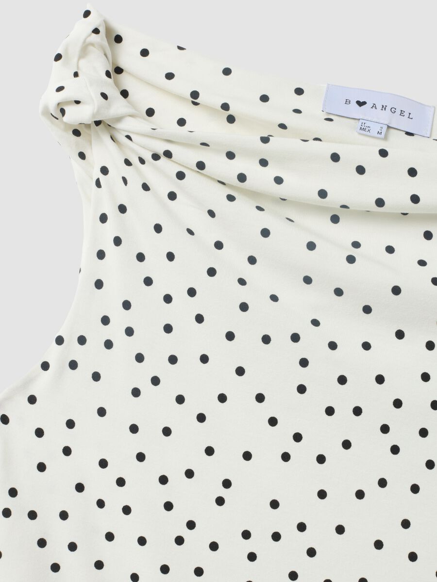White asymmetrical one-shoulder slim-fit polka-dot stretch viscose top_2
