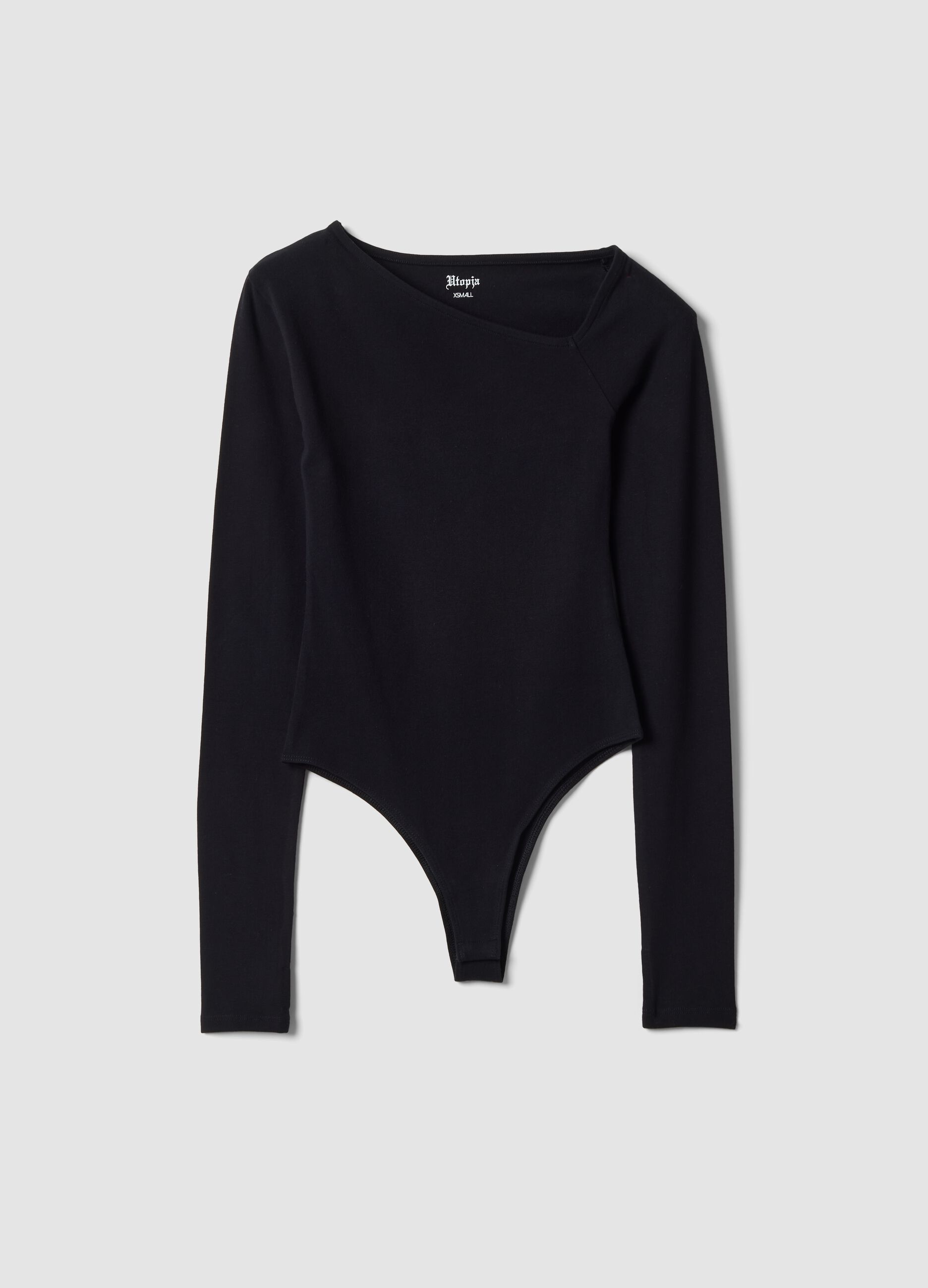 Asymmetrical Bodysuit Black