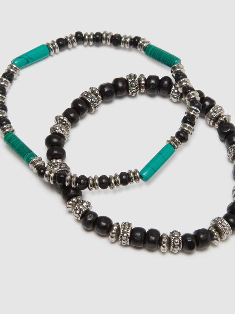 Bipack bracciali in legno e perline multicolor_2