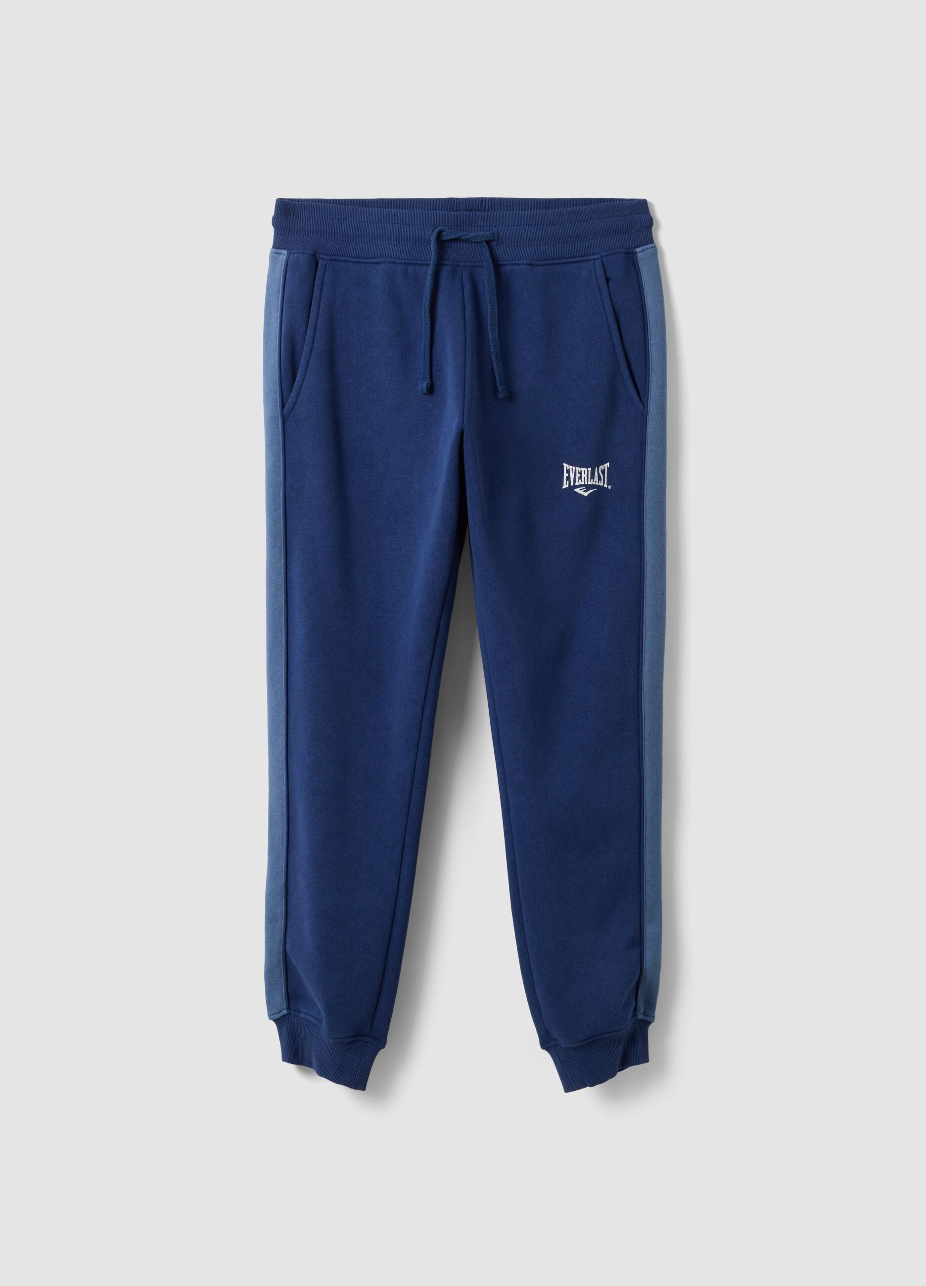 Blue cotton-blend joggers with print