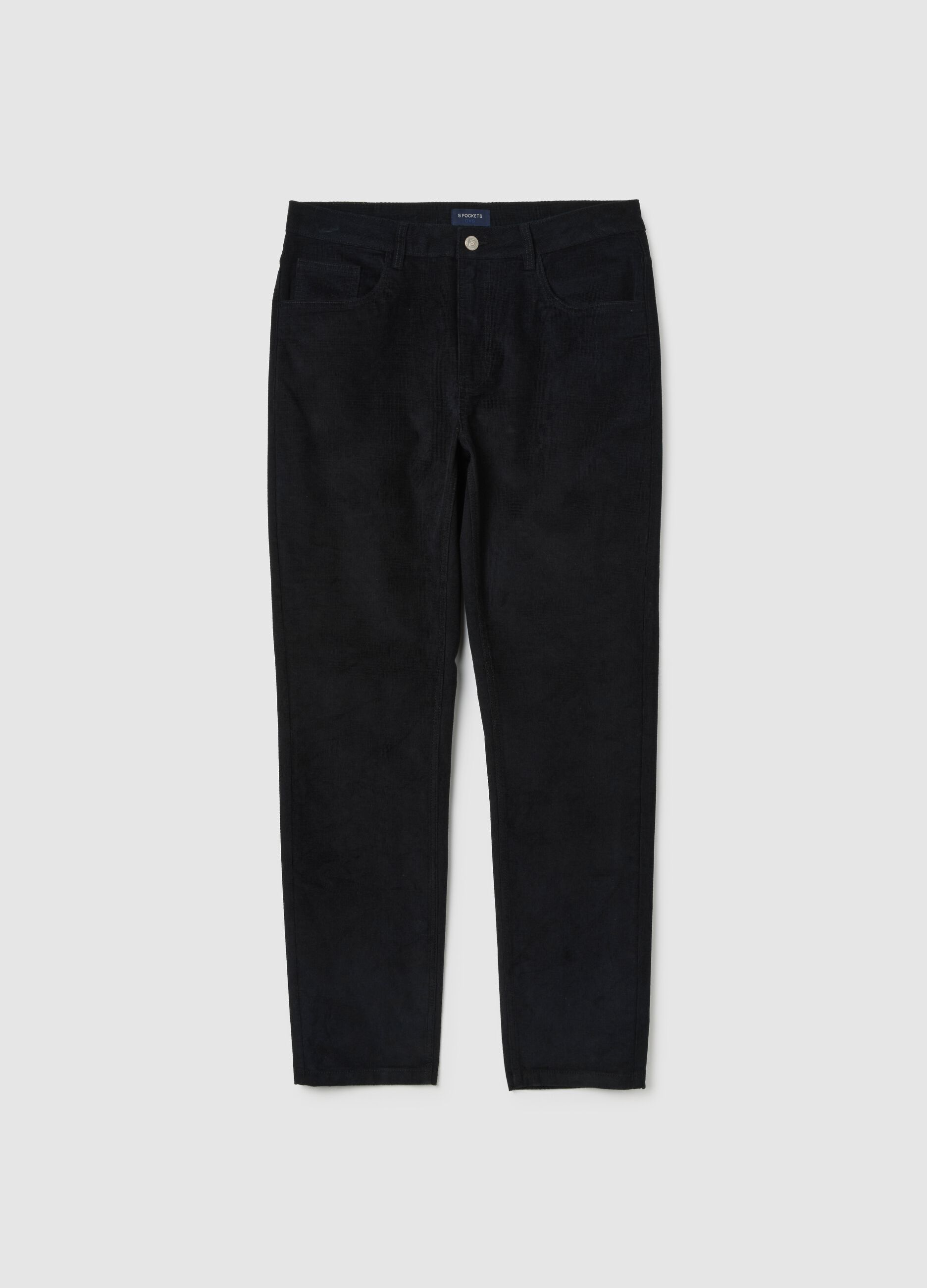 Black Slim Fit Stretch Cotton Trousers