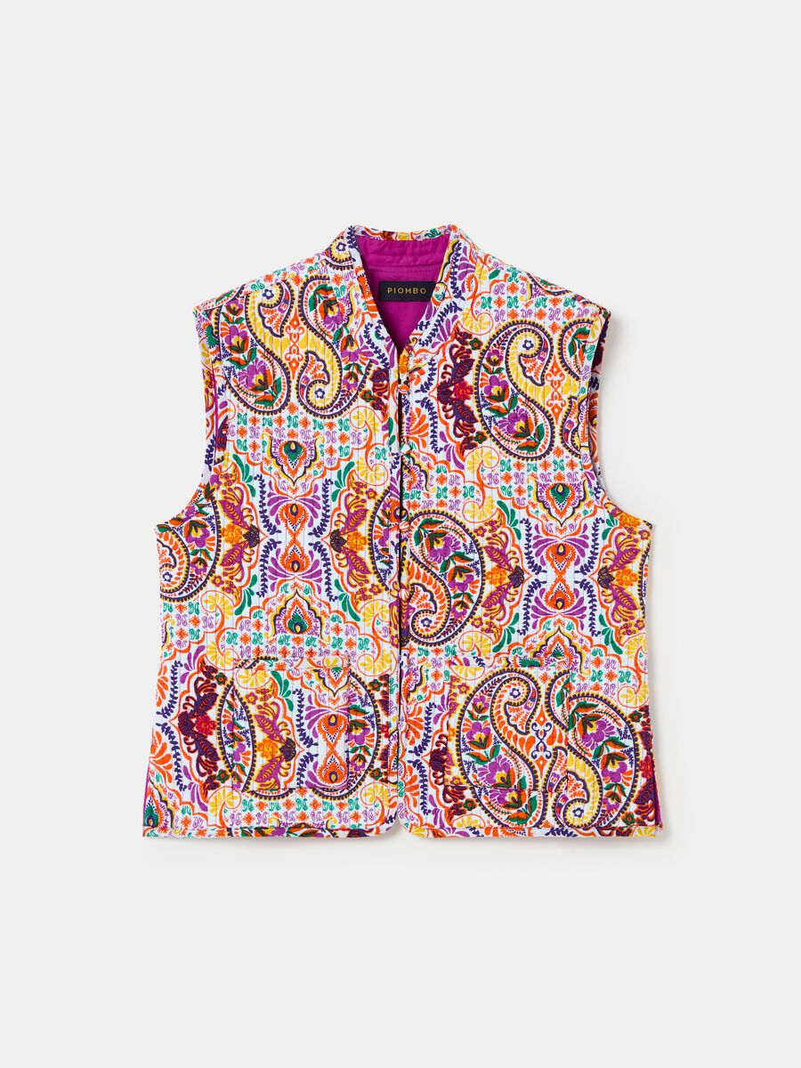 Quilted gilet with paisley print_3