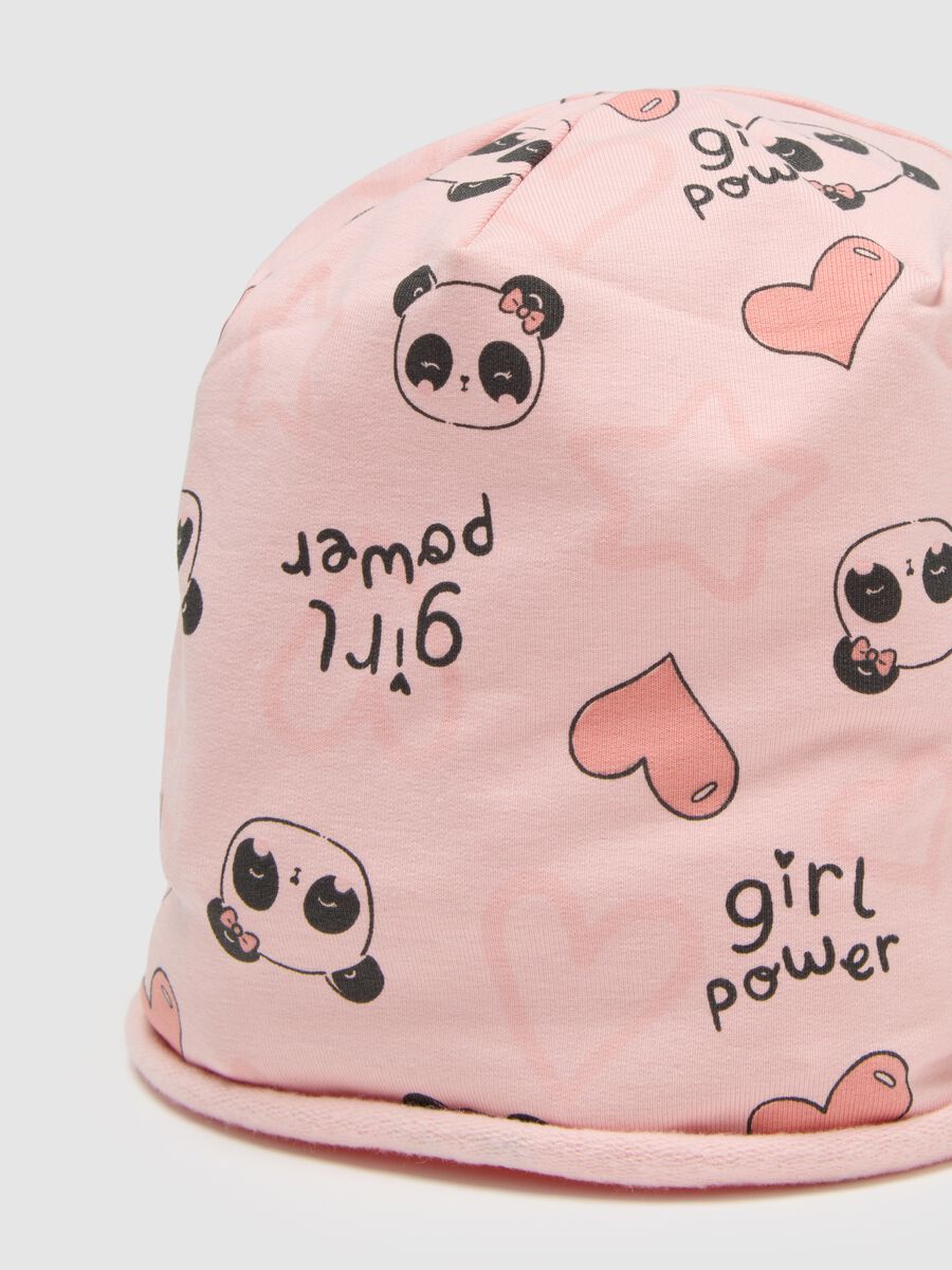Cappello da neonata in cotone elasticizzato rosa_2