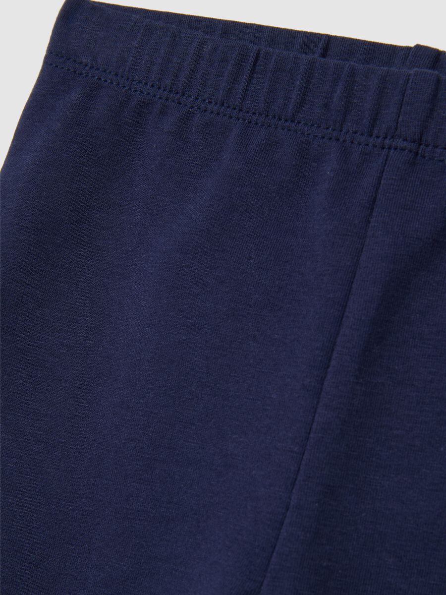 Baby girl blue cotton-blend skinny fit shorts_3