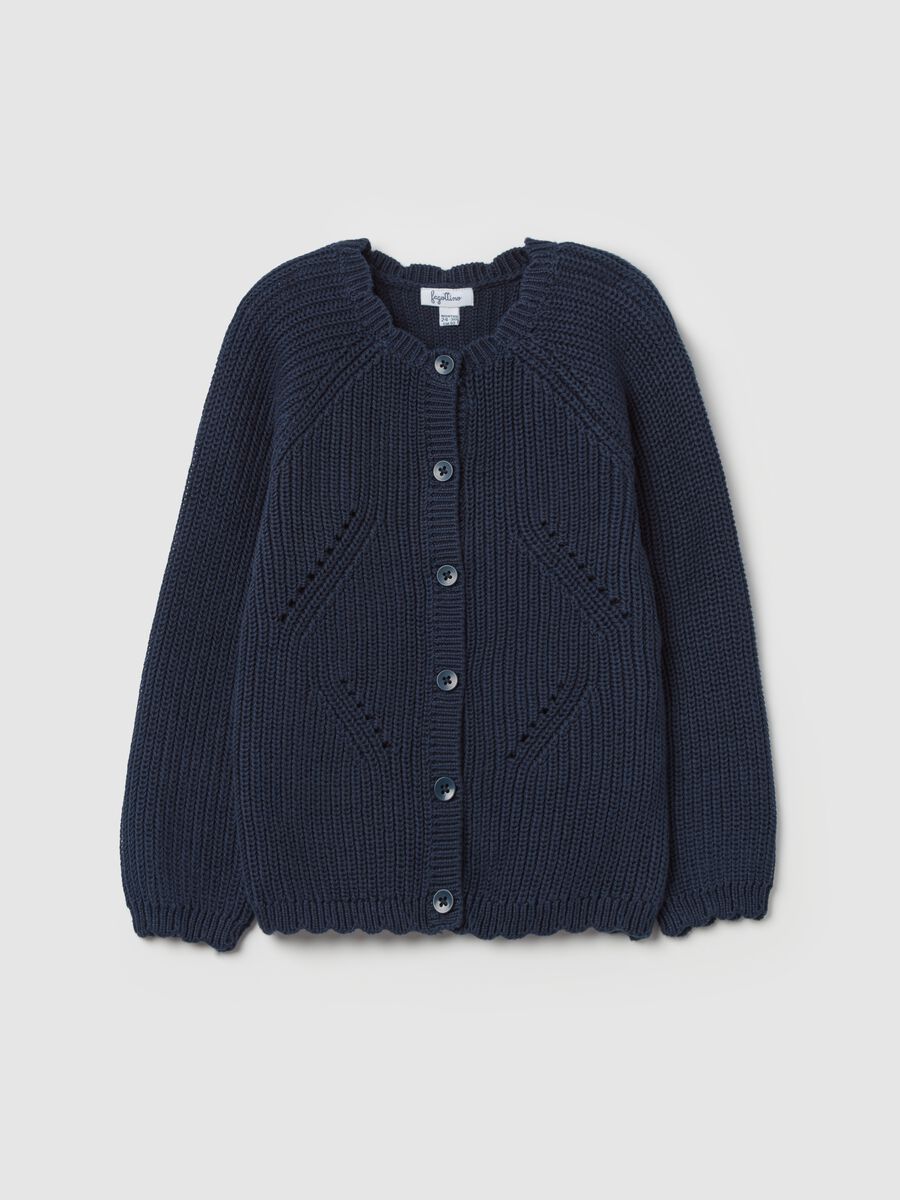 Cotton cardigan with openwork design_0