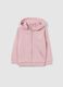 Pink pure cotton girl's regular fit hoodie with zip_0