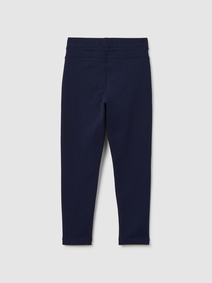 Girls' Blue Cotton Slim Fit Leggings_1