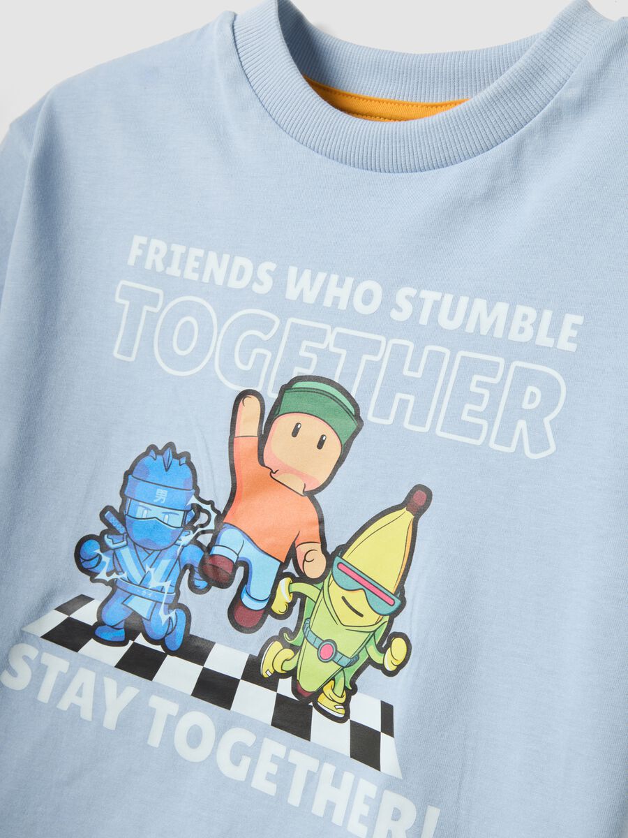 Light blue pure cotton printed T-shirt, regular fit_2