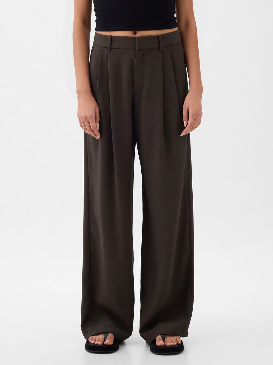 Wide leg trousers with darts_1