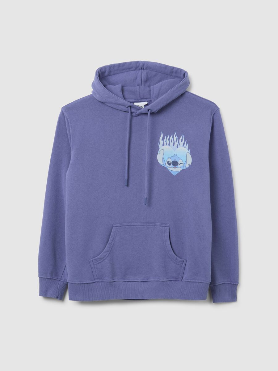 Purple hoodie in regular fit cotton blend with print_4