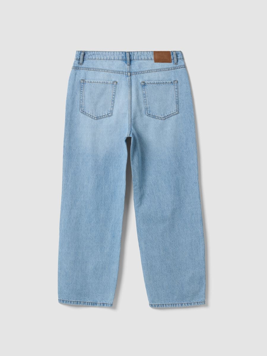 Light blue wide-leg jeans in pure cotton_6