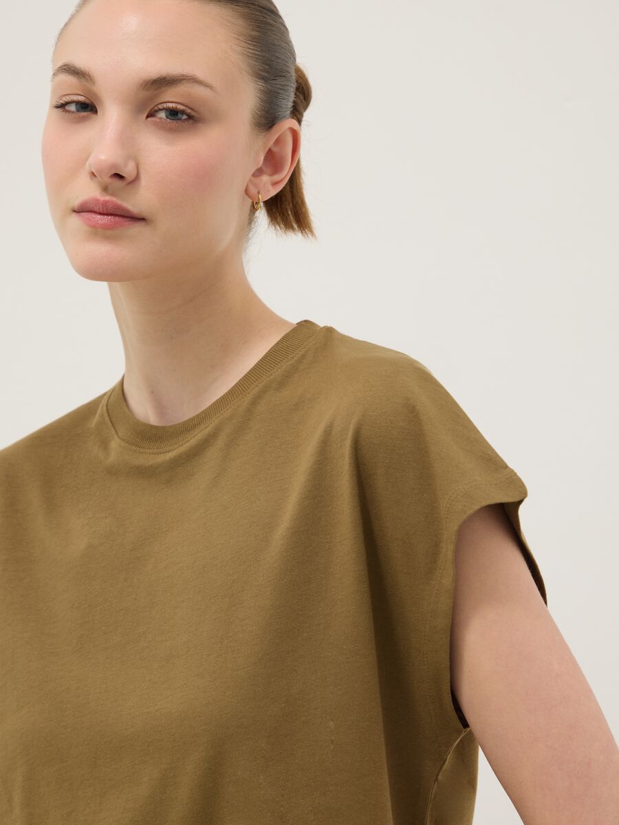 Green fitted pure cotton short-sleeve T-shirt_0