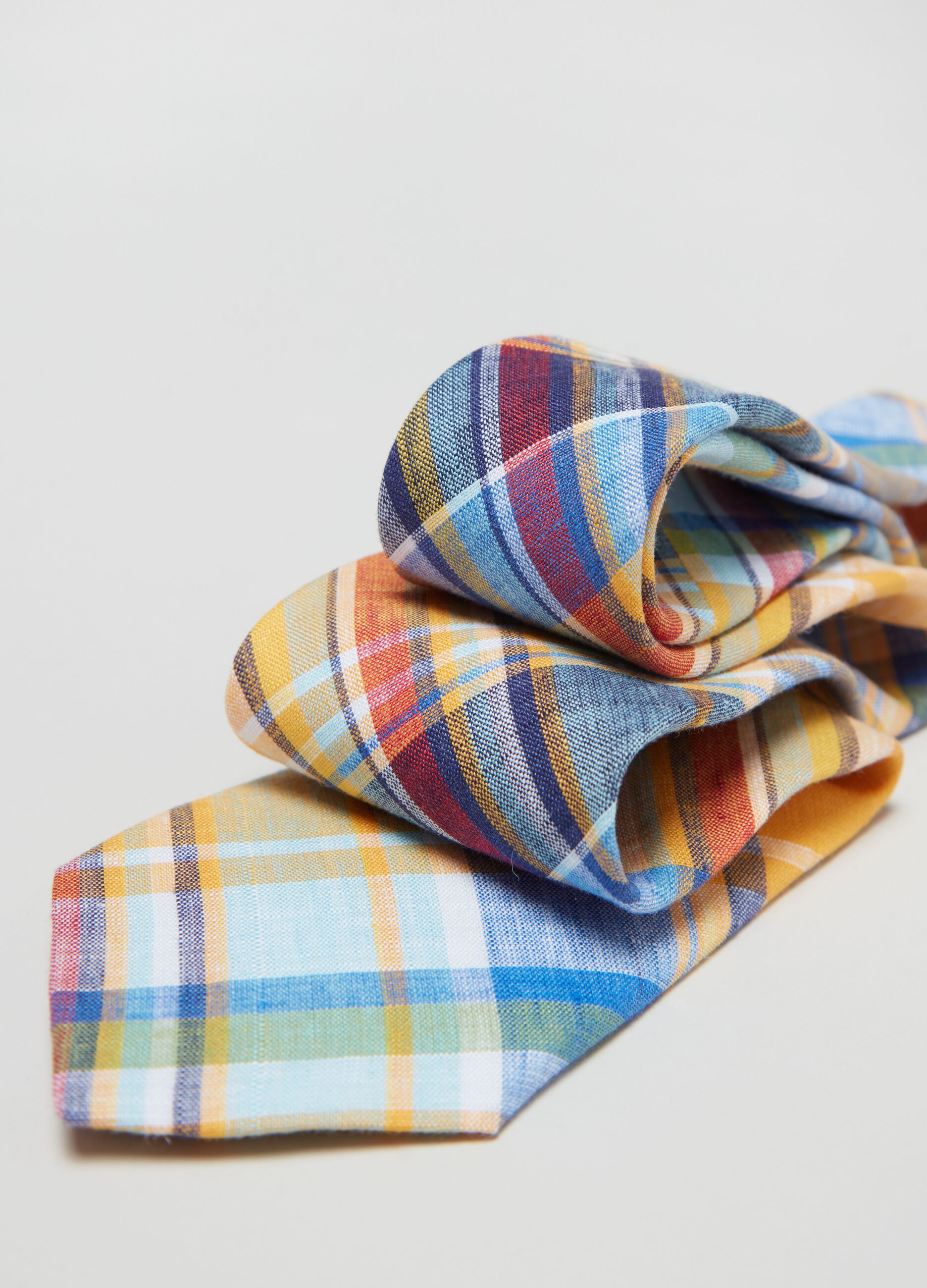 Cravatta in lino con fantasia check_2