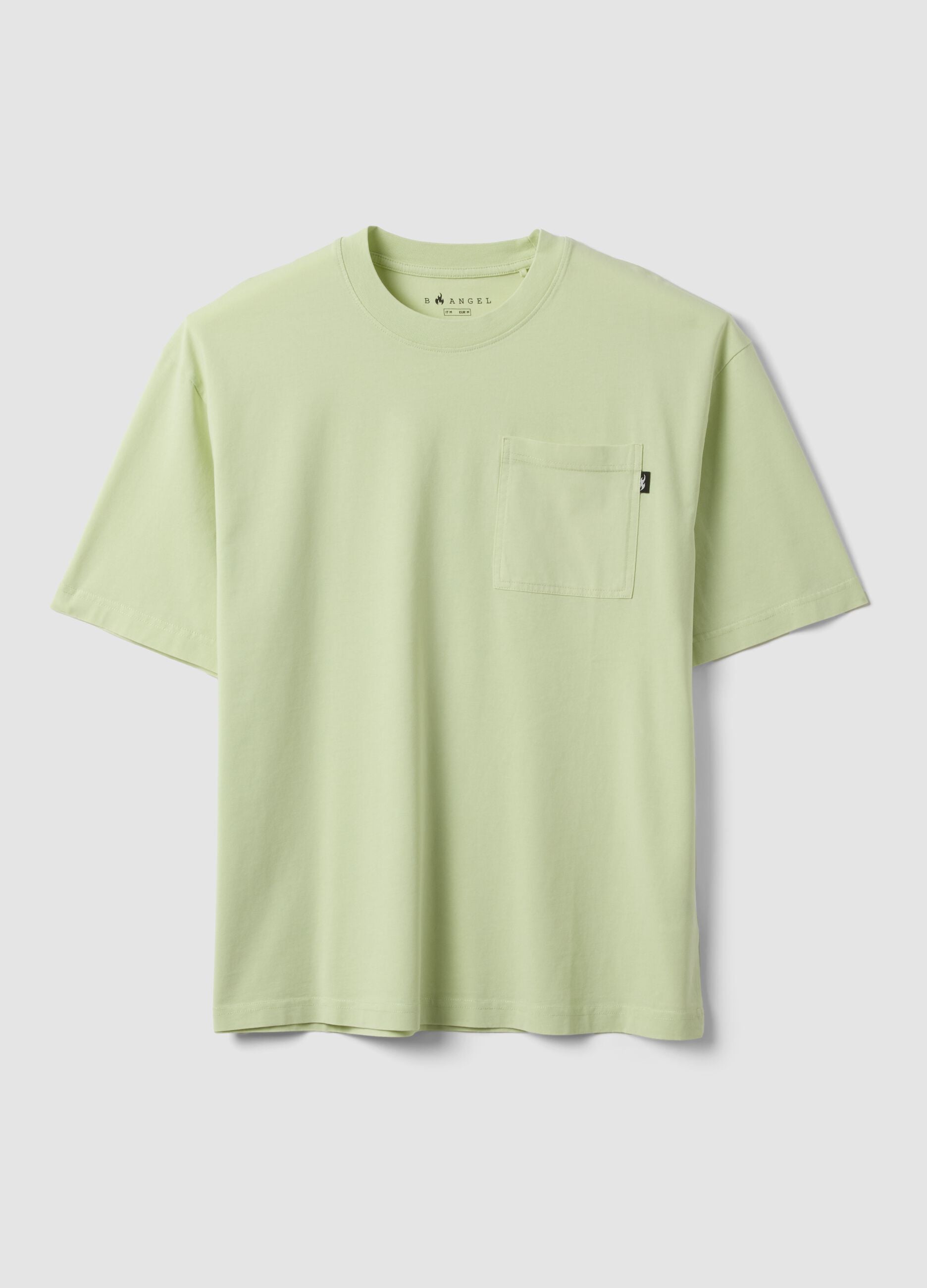 Green pure cotton T-shirt with chest pocket