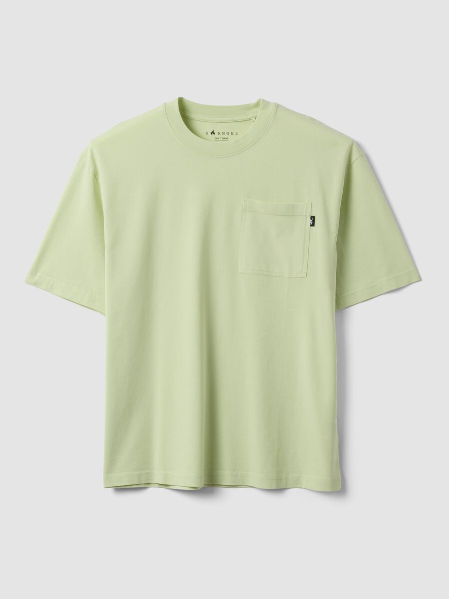 Green pure cotton T-shirt with chest pocket_0