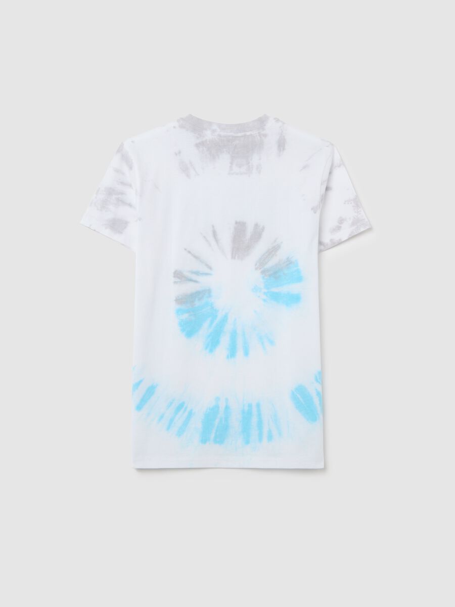 T-shirt in cotone Tie Dye con stampa Nirvana bianco_1