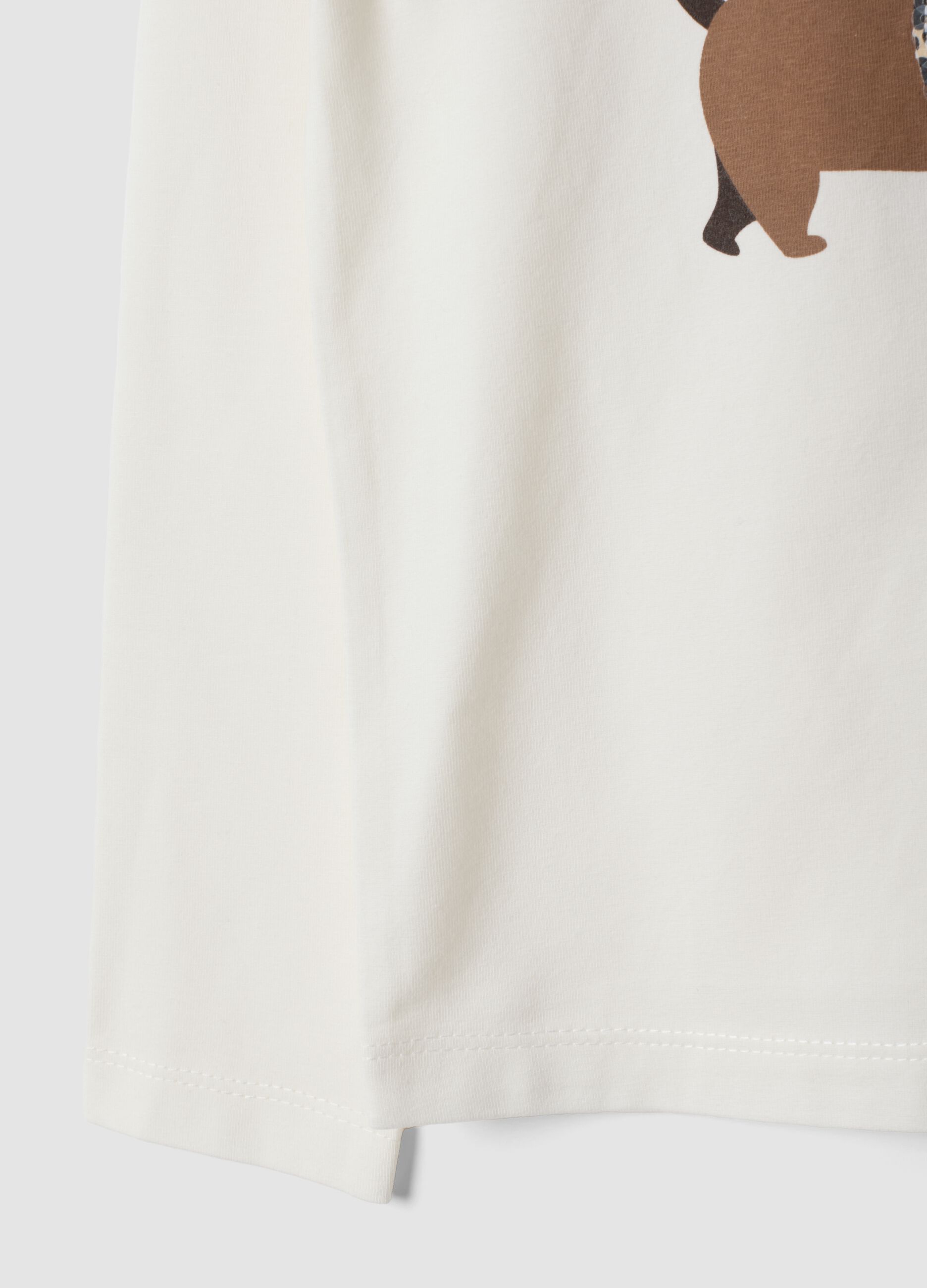 T-shirt bianca in cotone elasticizzato con girocollo