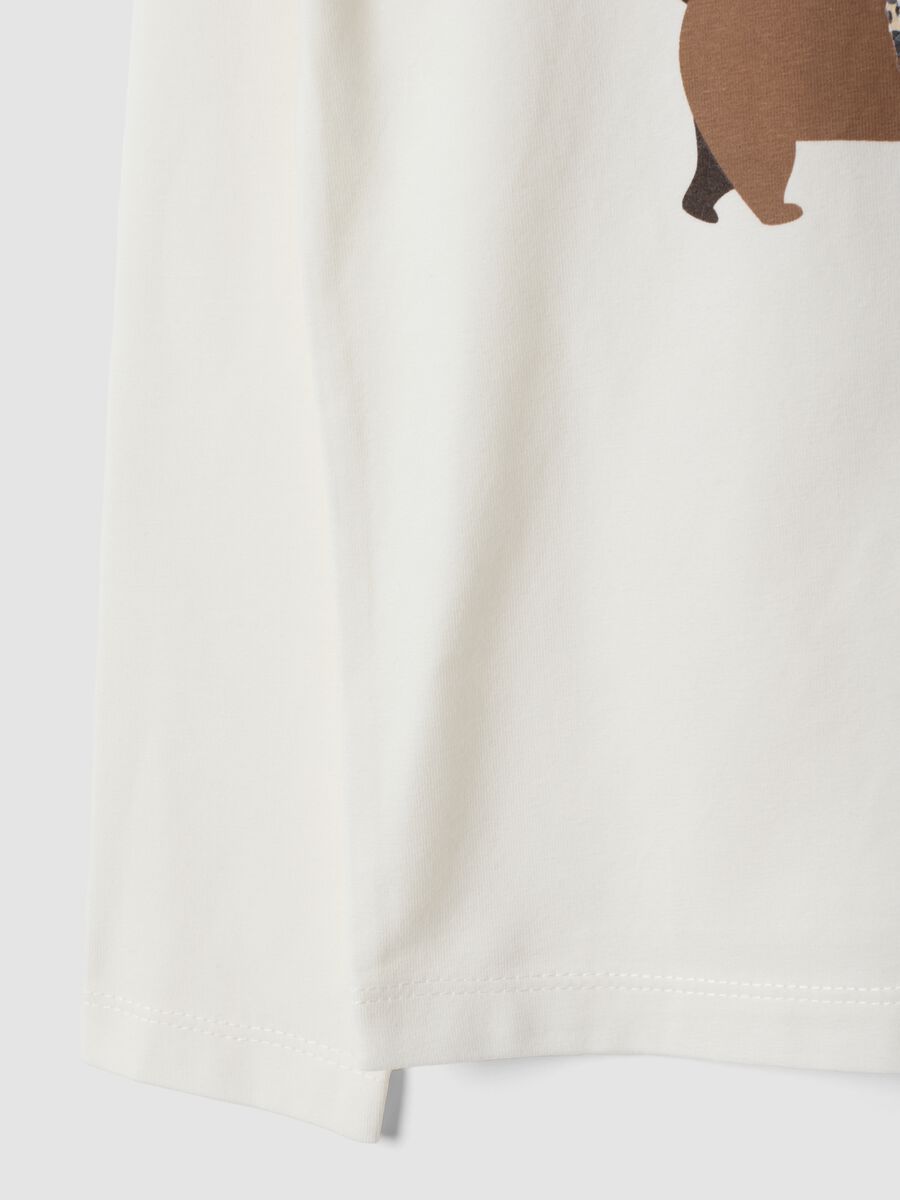 T-shirt bianca in cotone elasticizzato con girocollo_3