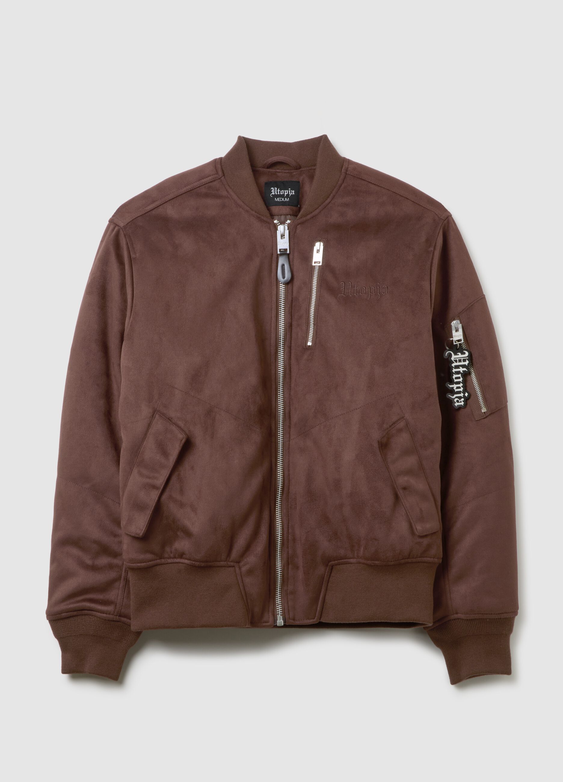 Brown Suede Bomber Jacket
