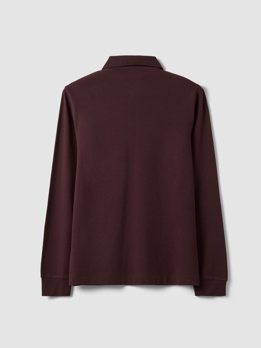Polo marrone in cotone elasticizzato a maniche lunghe regular fit_6