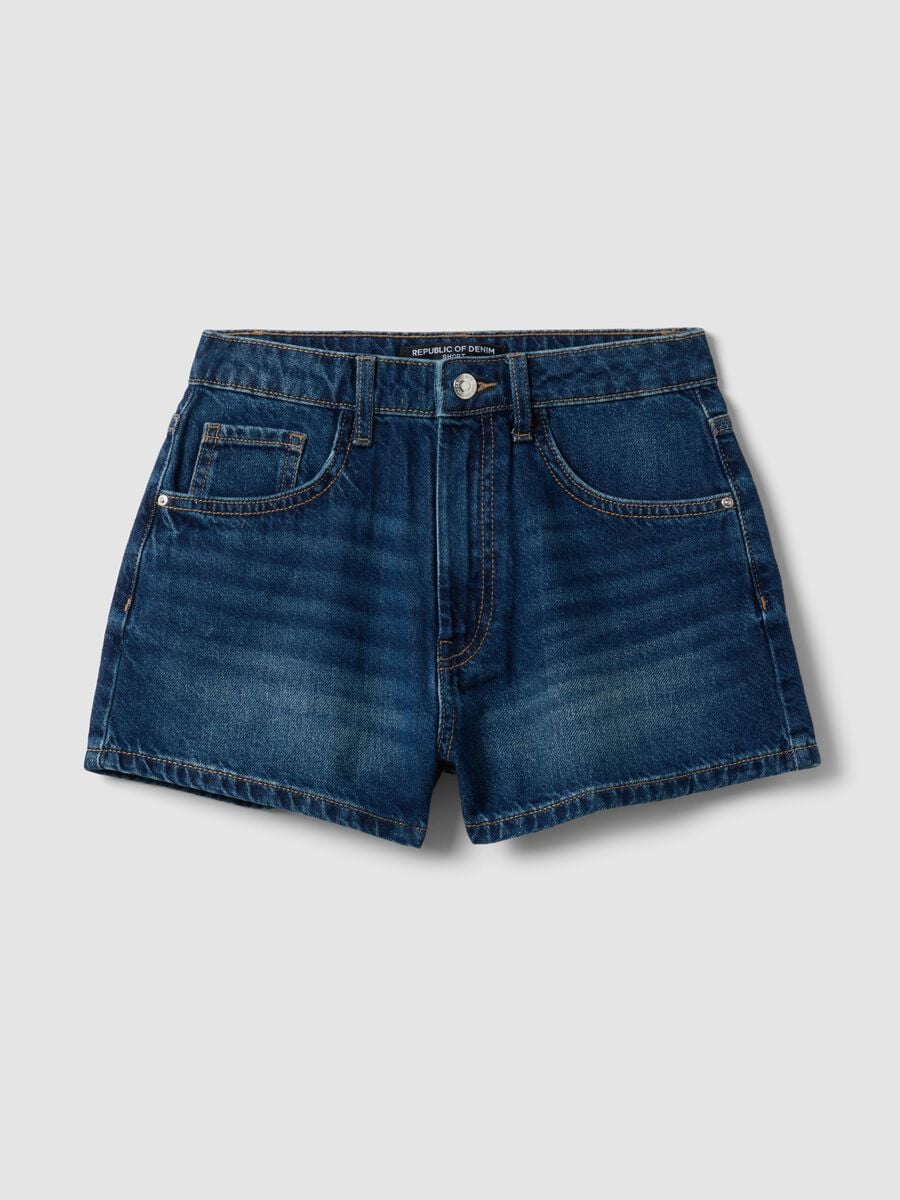 Shorts denim blu in puro cotone straight fit_4