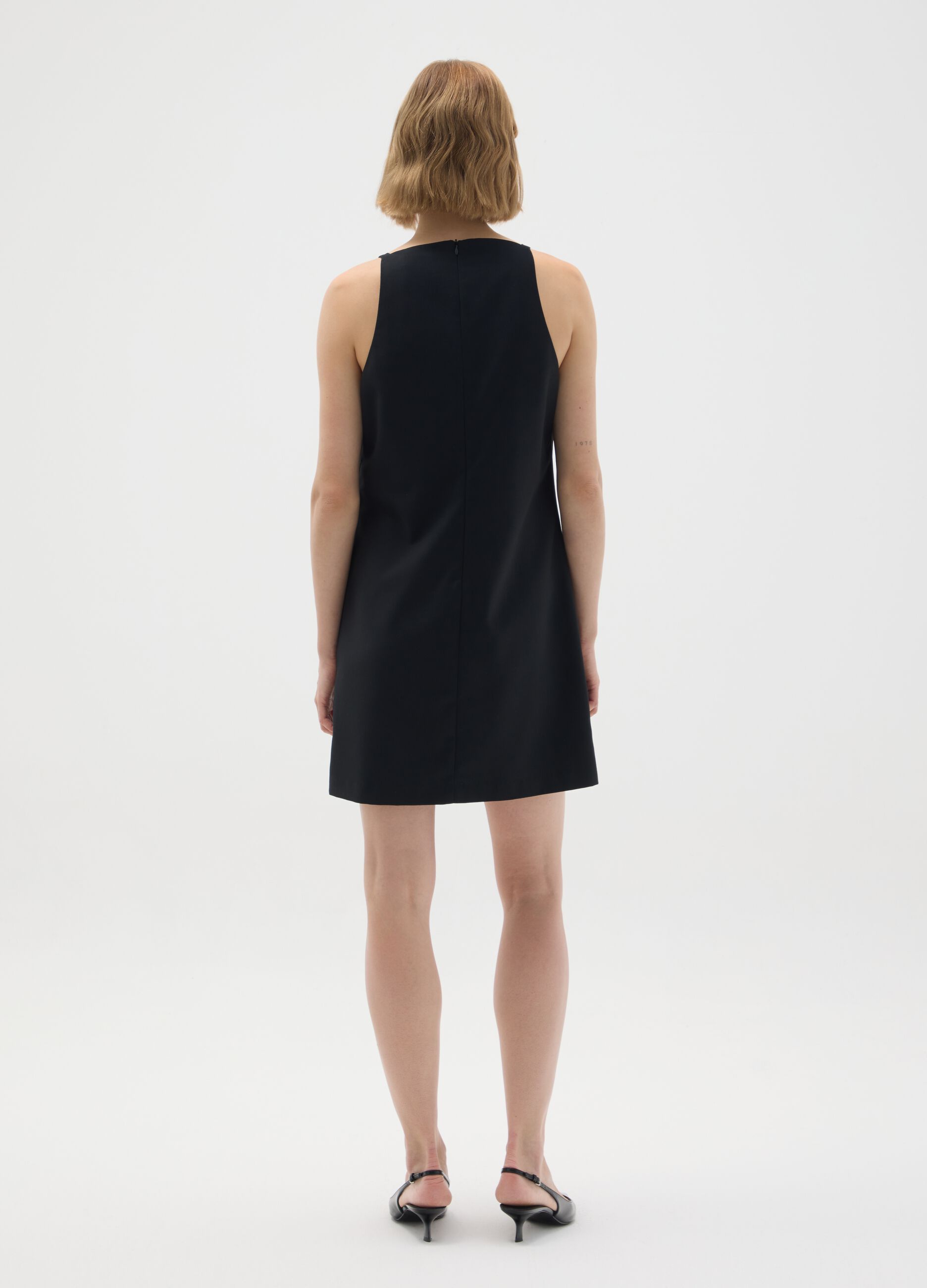 Black viscose blend slim fit dress
