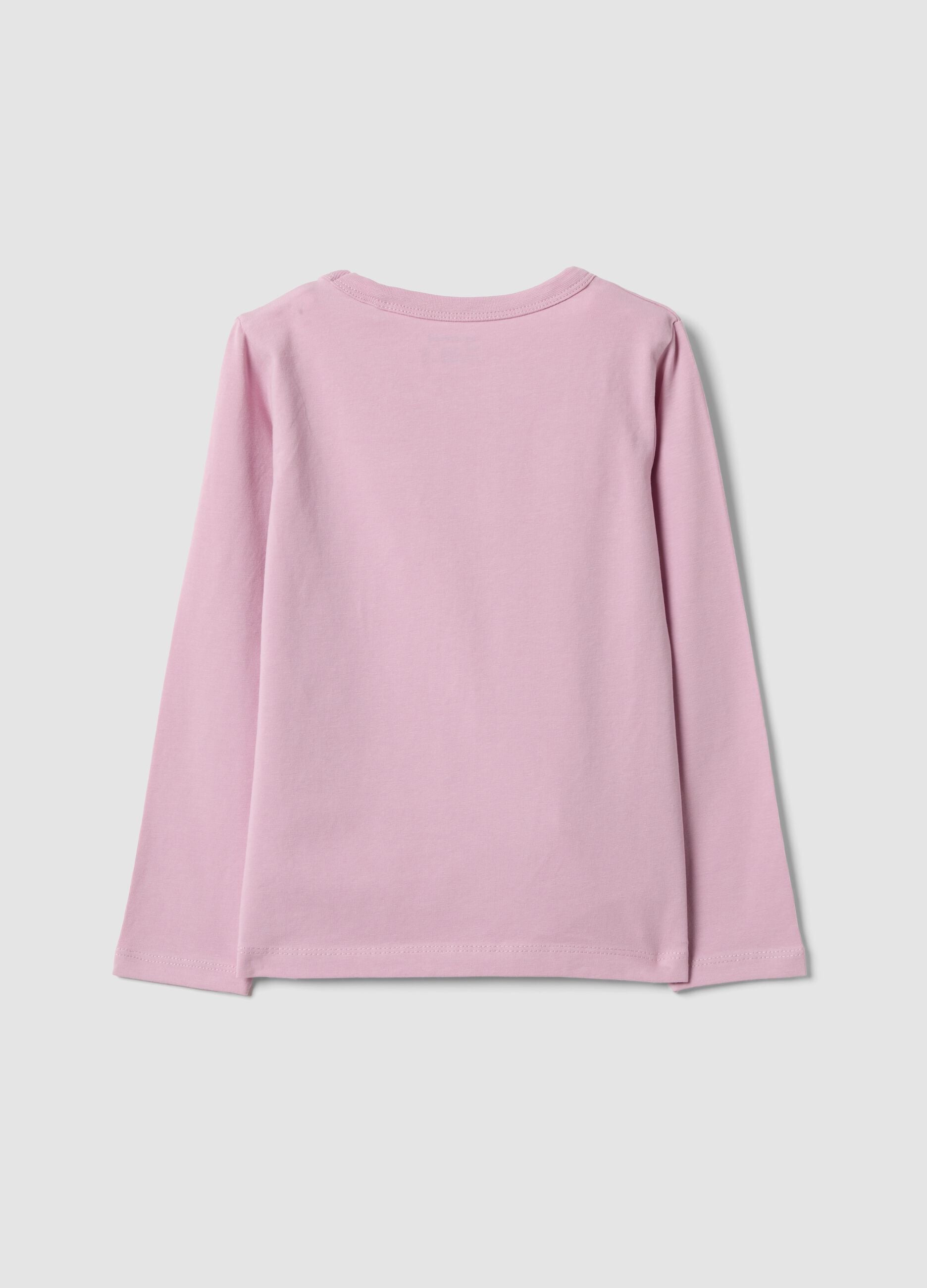 Pink long-sleeve stretch-cotton T-shirt