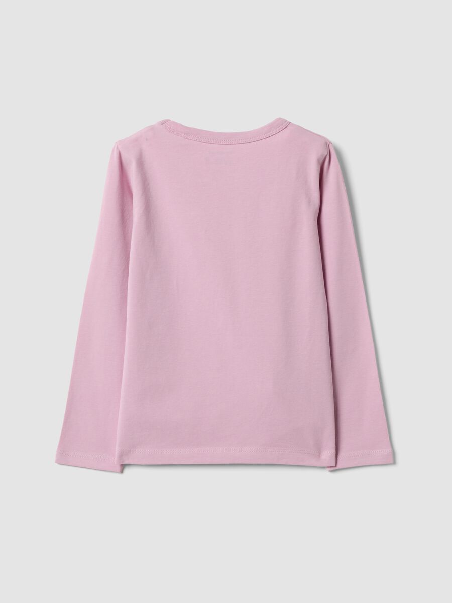 T-shirt rosa a maniche lunghe in cotone elasticizzato_1
