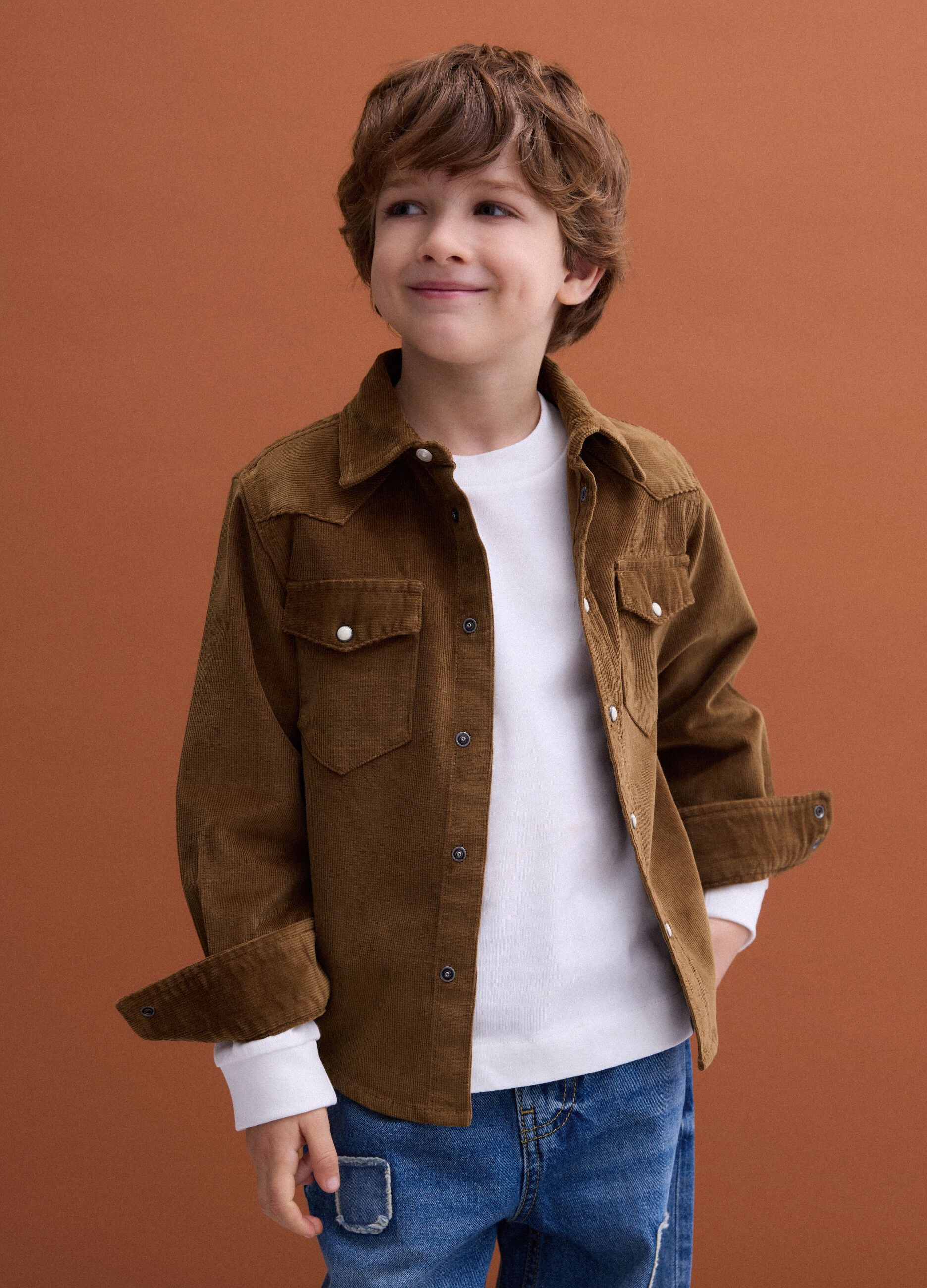 Brown stretch cotton shirt