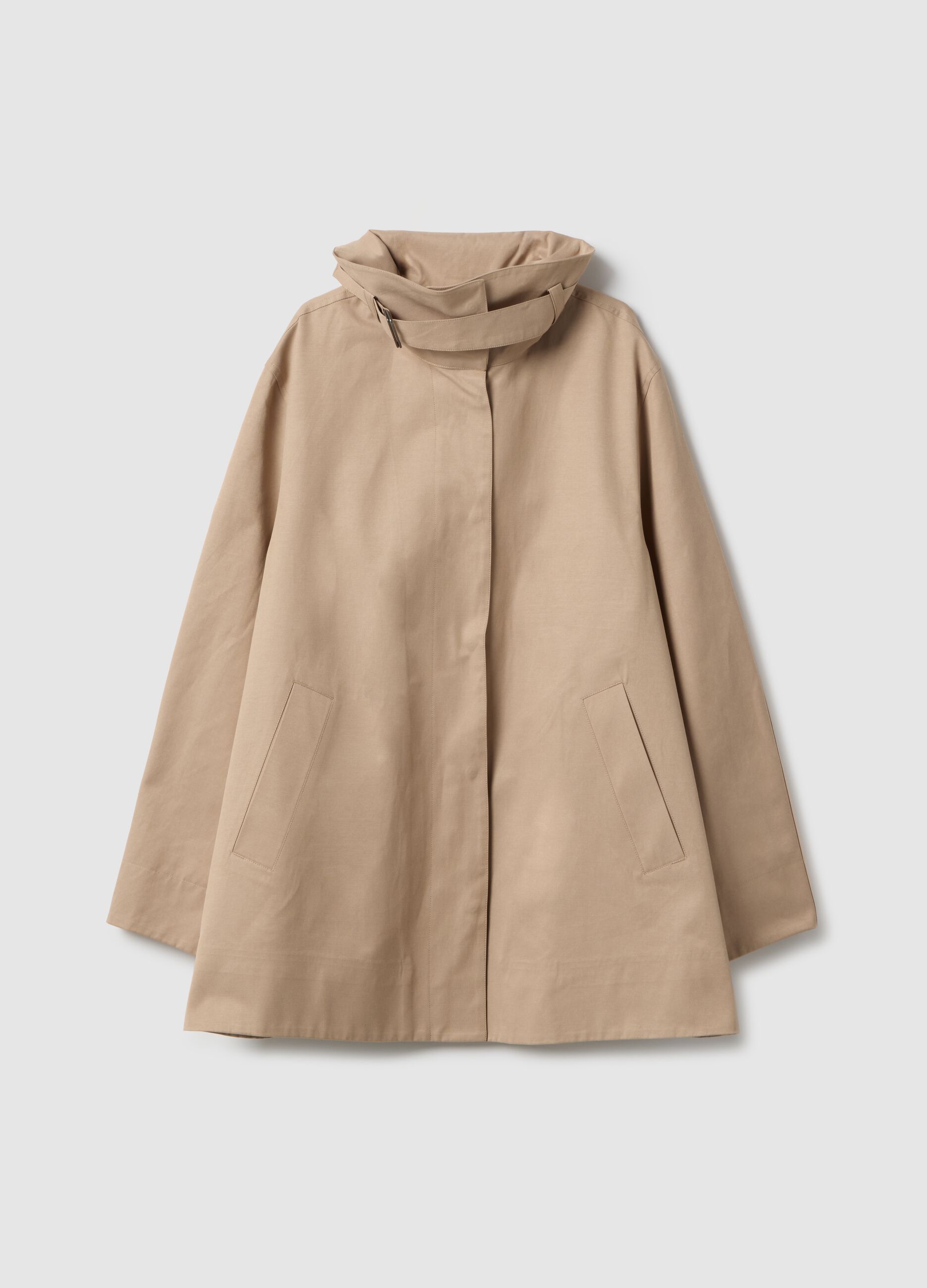 Beige Cotton Blend Oversize Fit Jacket