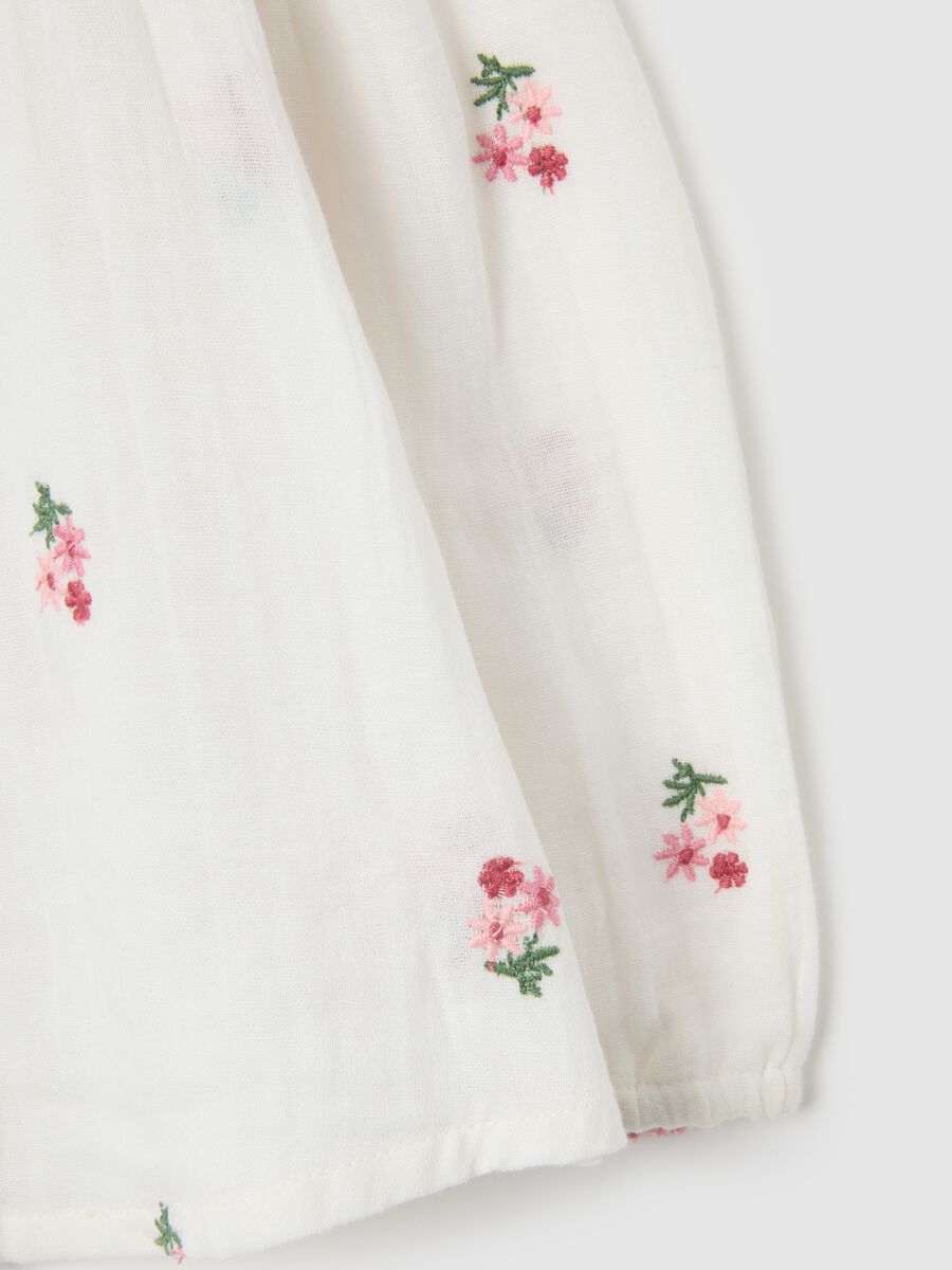 White girl's pure cotton shirt regular fit with flowers_2