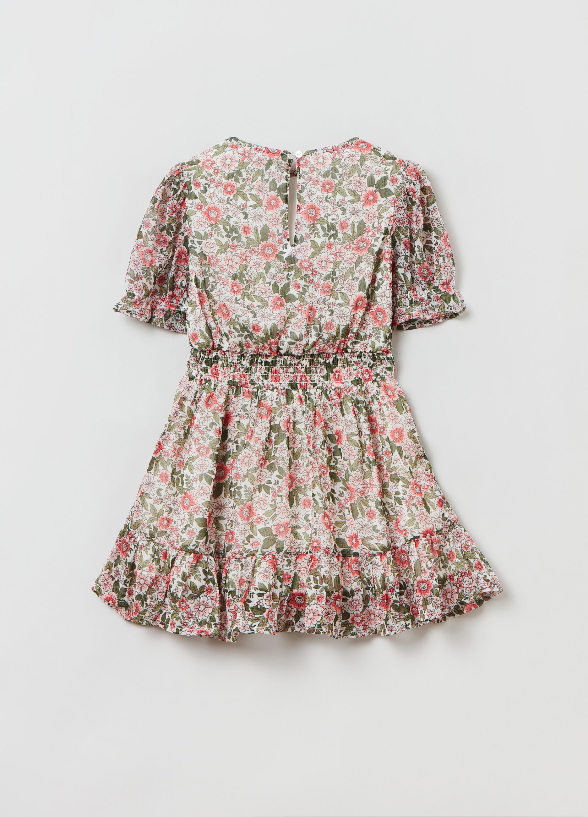 Vestito floreale con balza _1
