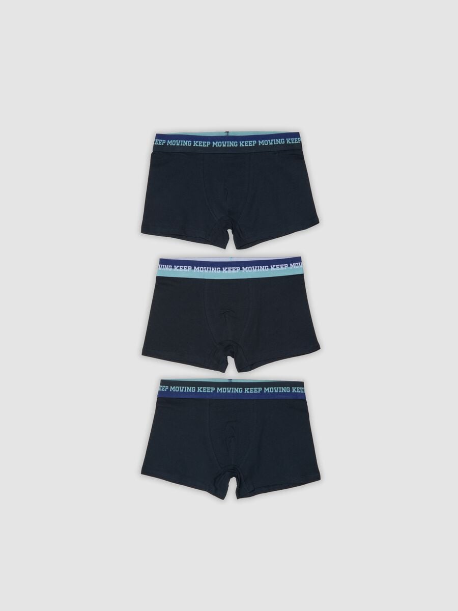 Tripack di boxer midi blu notte in cotone organico elasticizzato_0