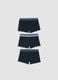 Triple pack of navy blue mid-length boys&rsquo; boxers in stretch organic cotton_0