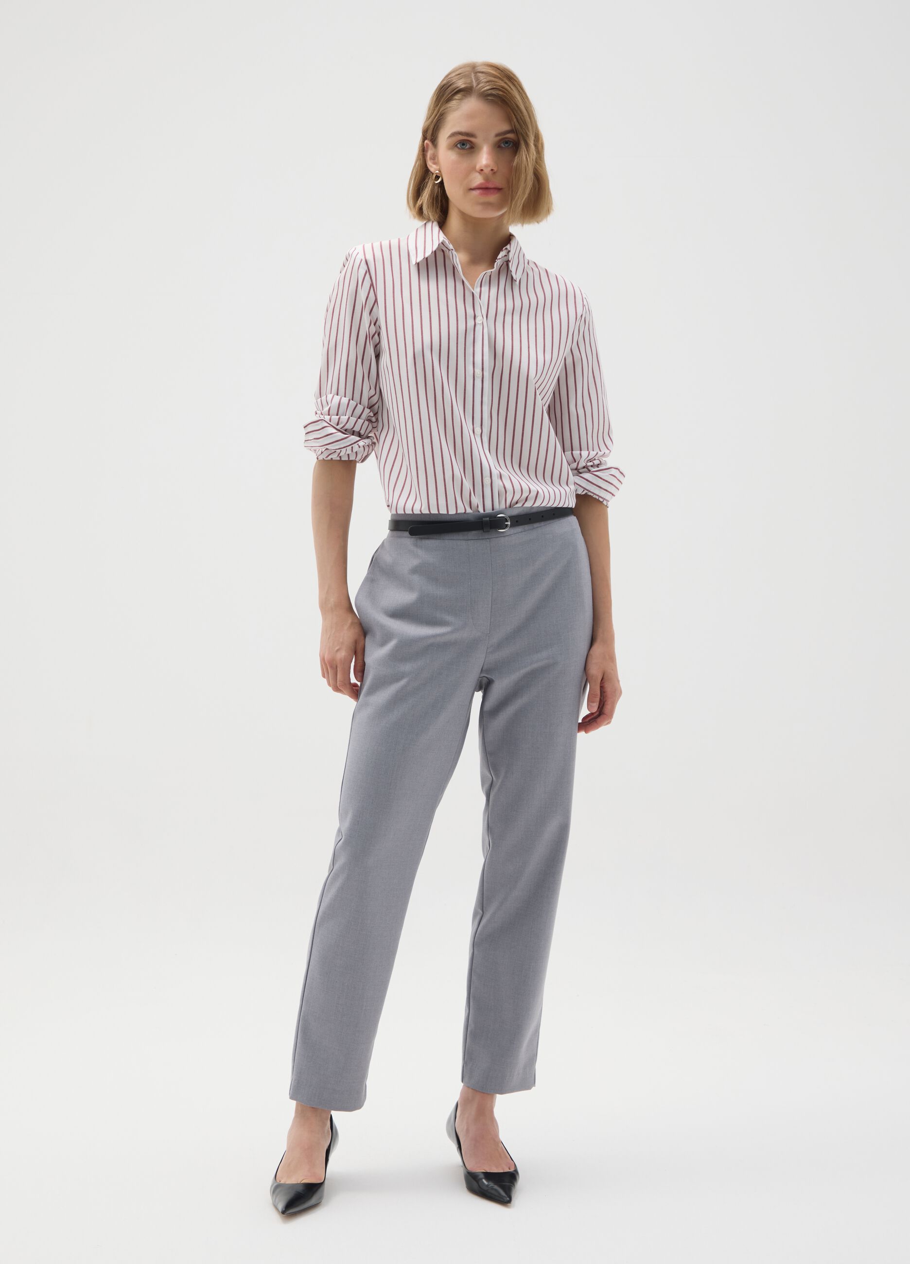 Camicia in misto cotone multicolor slim fit