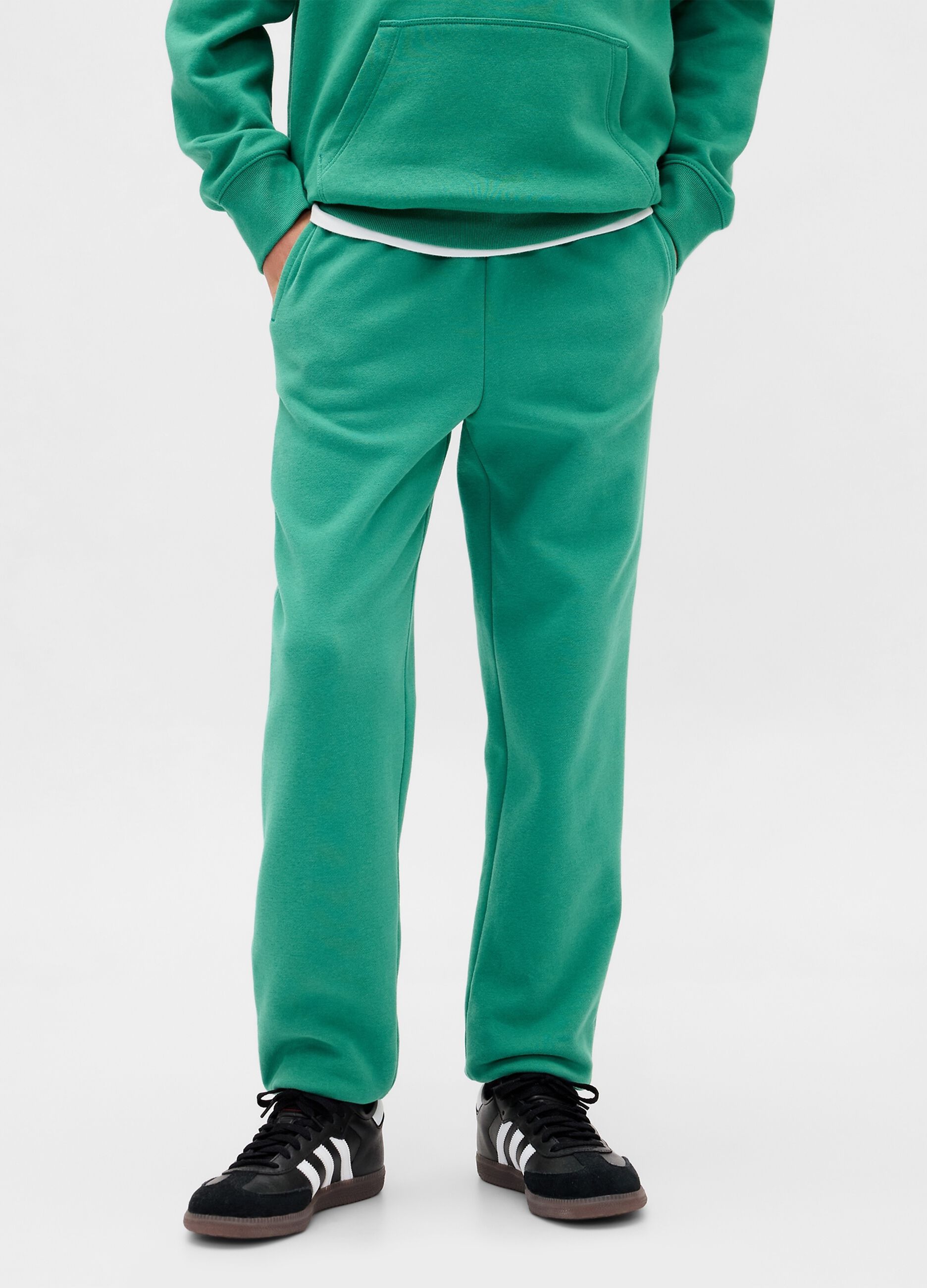 Green cotton blend trousers
