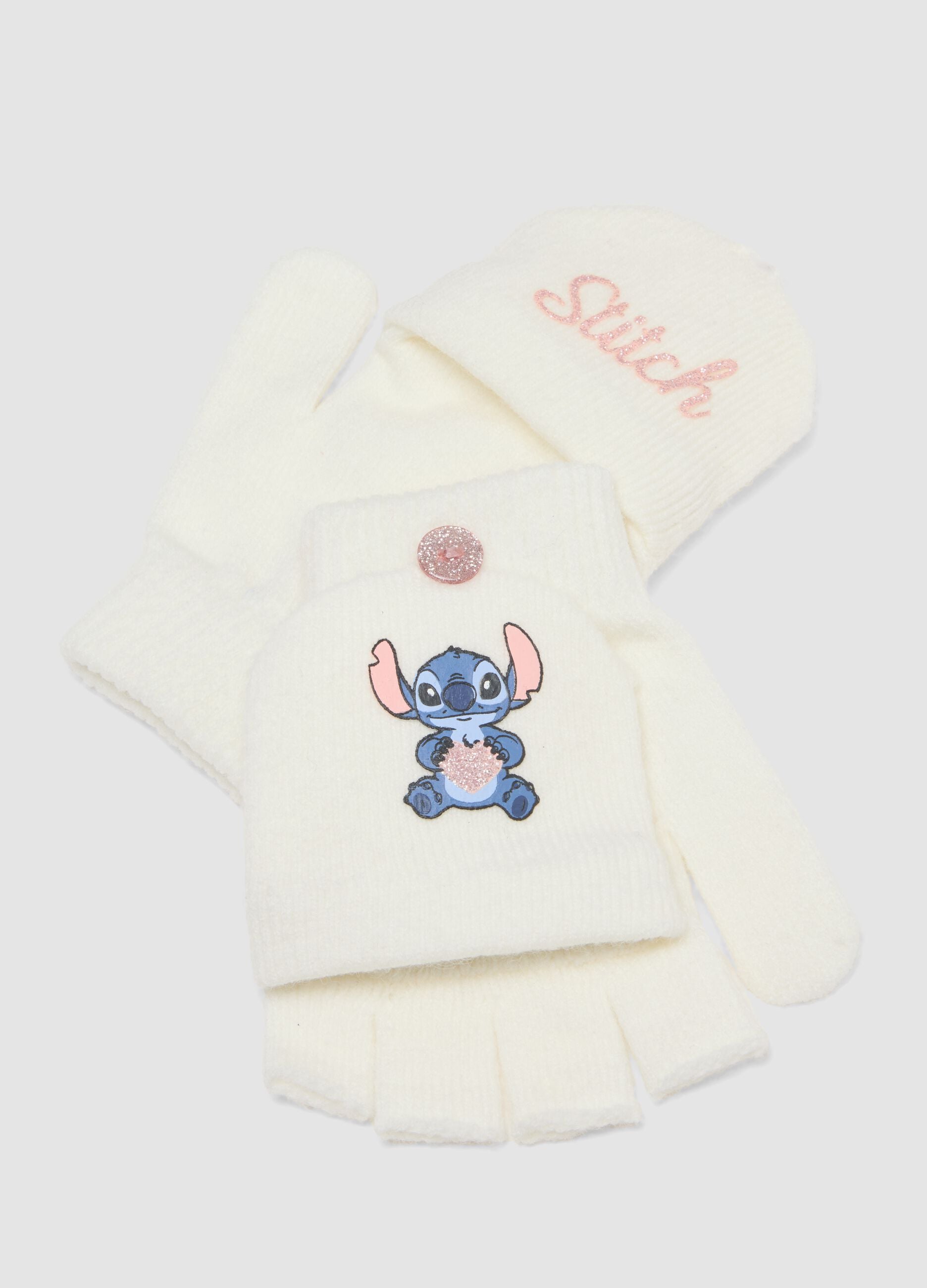 White Lilo & Stitch Hat and Gloves Set