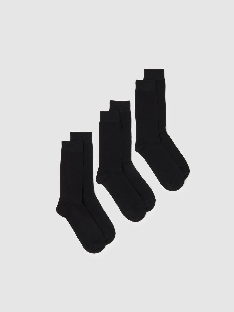 Pack of three black stretch cotton socks_0