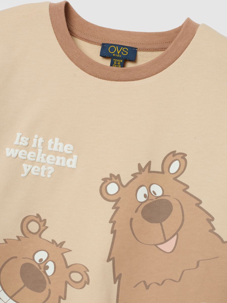 Children's pure cotton beige pyjamas regular fit with print_2