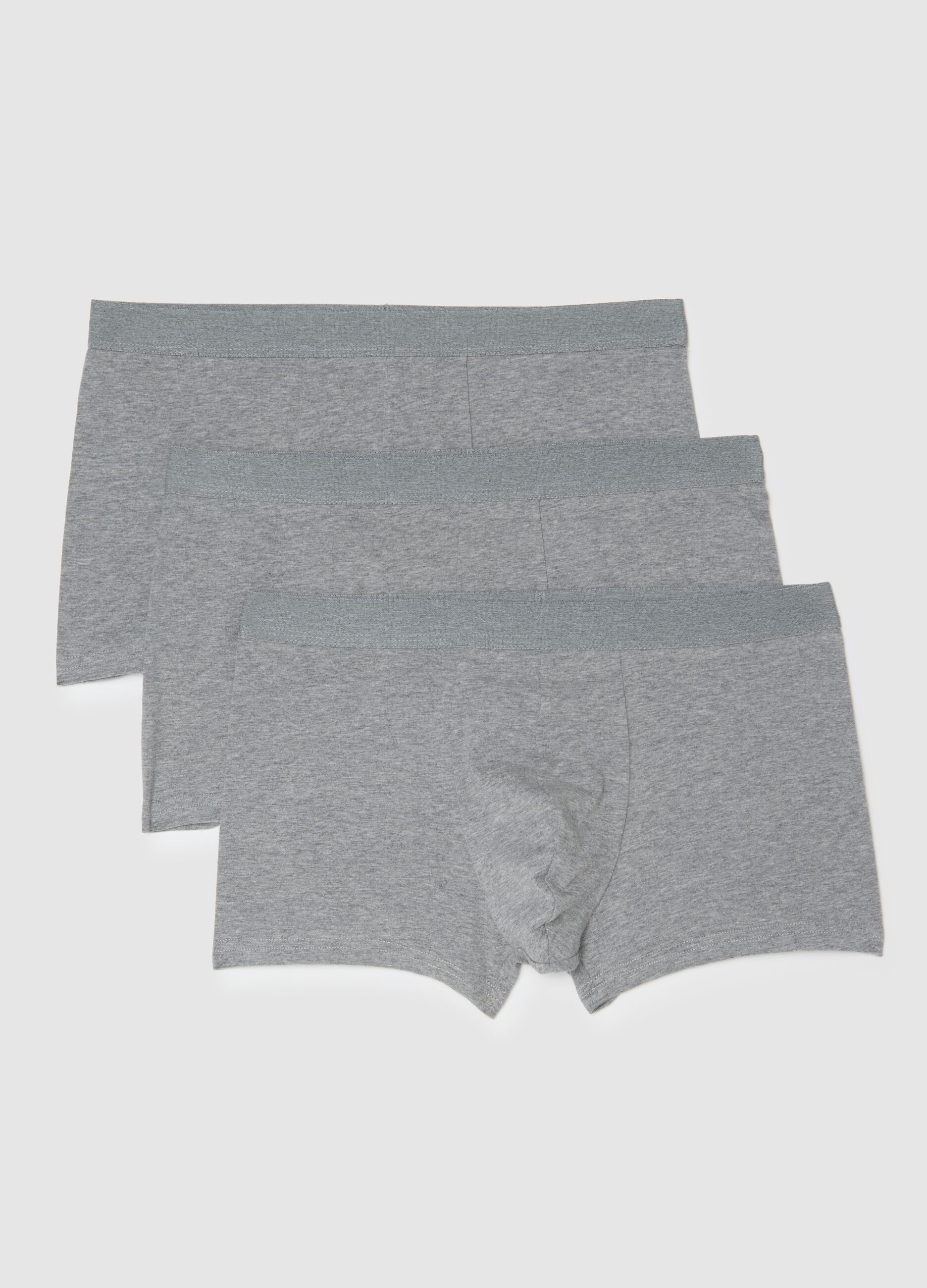 Set of three grey stretch cotton regular fit boxers