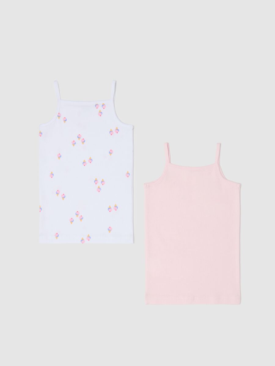 Two-pack vests in cotton with bow and print_1