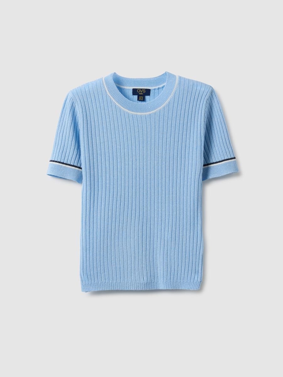 Girl's slim fit striped light blue t-shirt_3