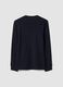 T-shirt blu in puro cotone girocollo a maniche lunghe regular fit_2