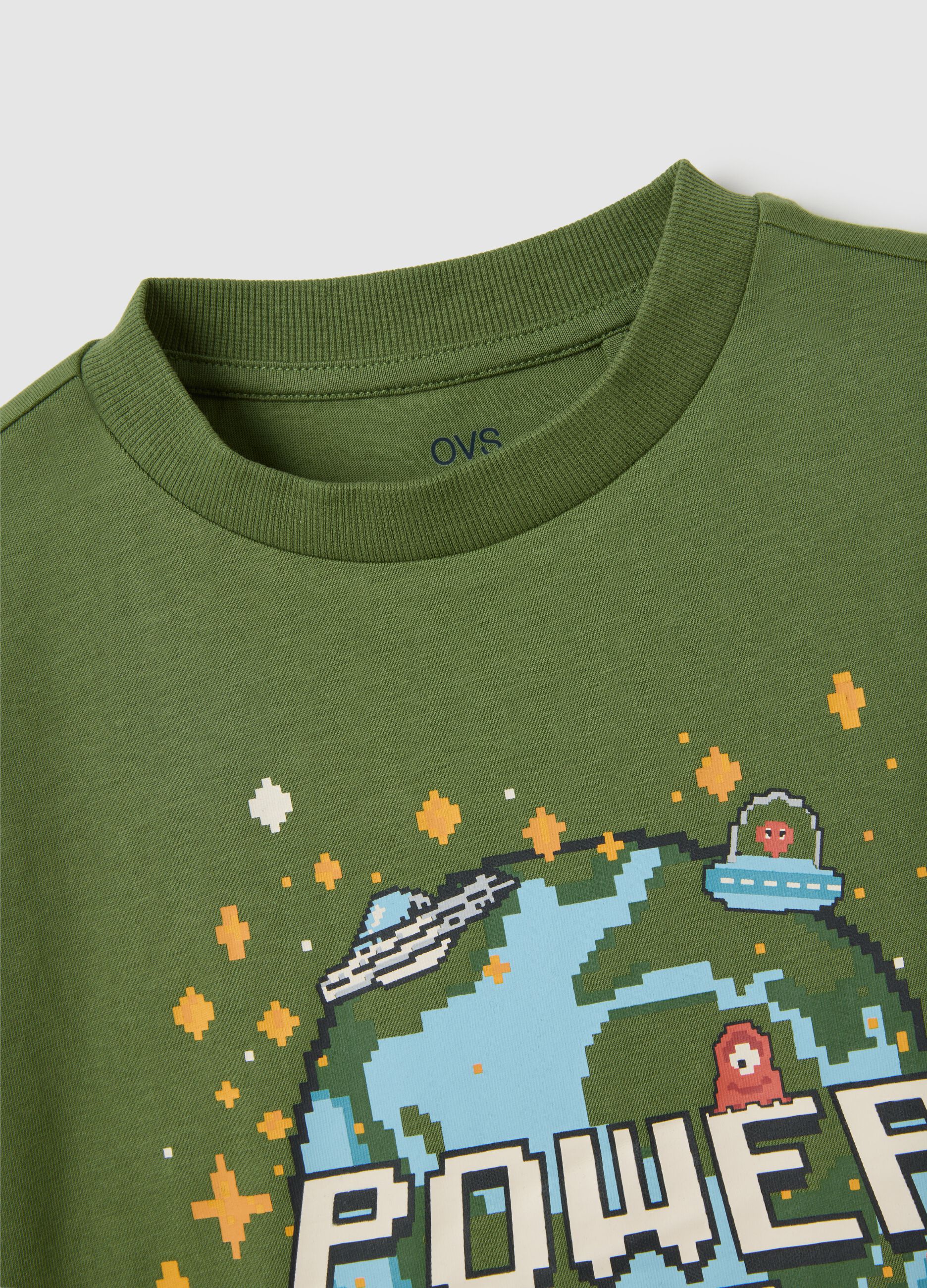Green pure cotton regular fit children's shirt