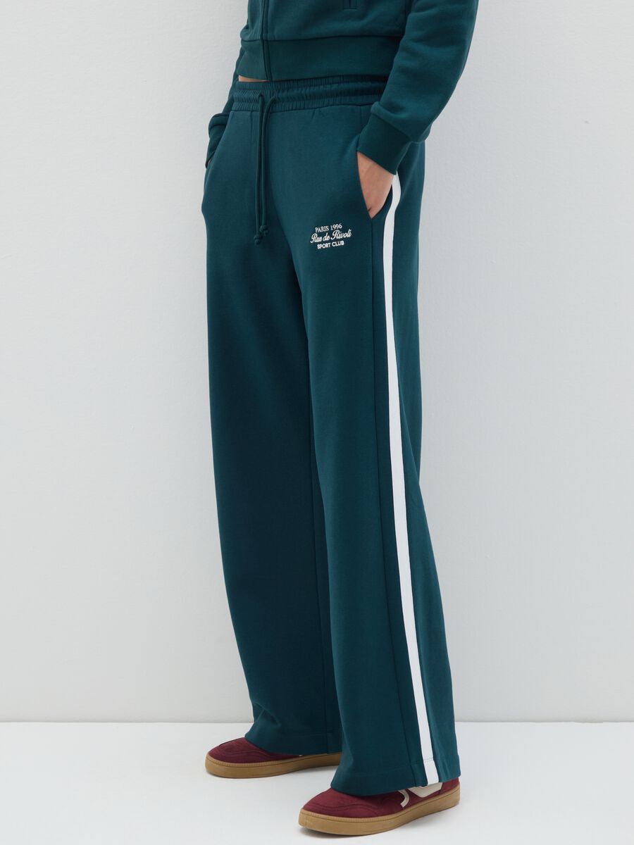 Wide leg red cotton-blend trousers_2